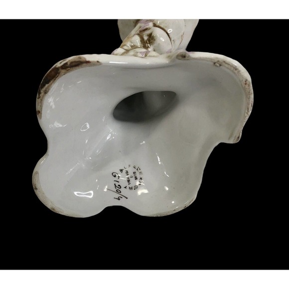 Capodimonte Style Porcelain Candlestick Portugal Angel Roses - Picture 3 of 12